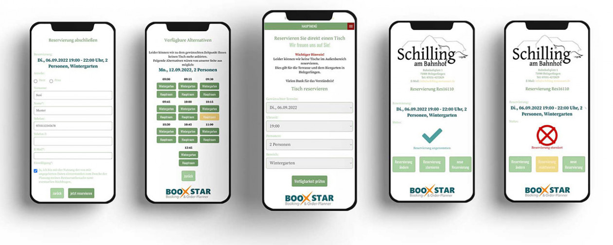 booxstar live-Tisch-Reservierungsprogramm für Restaurant-Homepage - für zufriedene Gäste und Service-Team.