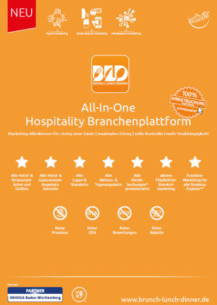 BRUNCH-LUNCH-DINNER- All in One-Hospitality-Branchenplattform - Direktbuchungen-Online-Marketing für Hotels und Restaurants